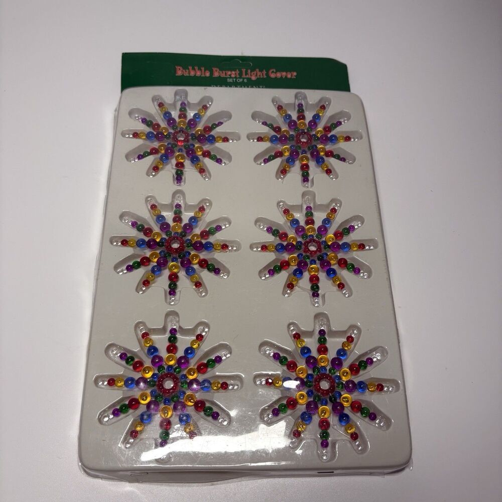 Dept 56 (1999) Christmas Bubble Burst Light Cover Set of 6 Colorful